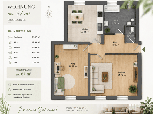 Wohnung zur Miete 750 € 1 Zimmer 67 m² frei ab sofort Wohlgelegen Neckarstadt - Ost 68167