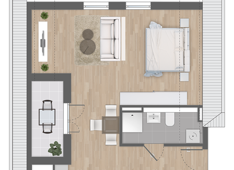 Penthouse zum Kauf - Neubau 279.900 € 1 Zimmer 50,4 m²<br/>Wohnfläche Obergasse 7 Klein-Auheim Hanau 63456