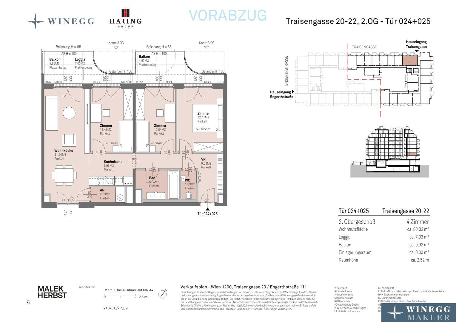 Wohnung zum Kauf 531.800 € 4 Zimmer 80,3 m²<br/>Wohnfläche 2.<br/>Geschoss Traisengasse 20-22 Wien 1200