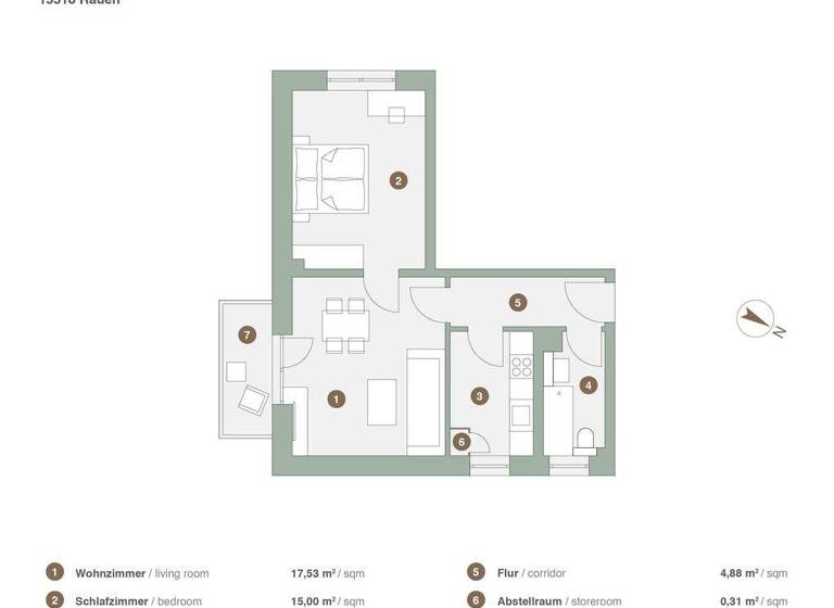 Wohnung zum Kauf provisionsfrei 79.000 € 2 Zimmer 51 m² 1. Geschoss Kiesweg 15 Rauen 15518