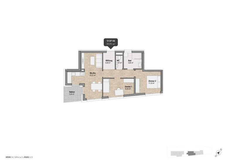 Wohnung zum Kauf - Erstbezug 329.720 € 3 Zimmer 59,9 m² 1. Geschoss Lindweg 23 Geidorf Graz 8010