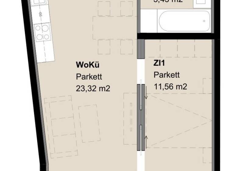 Wohnung zur Miete 1.141 € 2 Zimmer 45,7 m² 4. Geschoss frei ab 01.07.2026 Schönbrunner Straße Wien,Margareten 1050