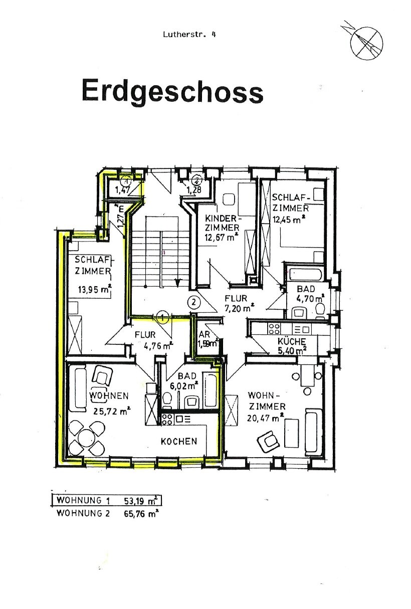 Wohnung zur Miete 299 € 2 Zimmer 53,2 m²<br/>Wohnfläche EG<br/>Geschoss ab sofort<br/>Verfügbarkeit Lutherstraße 4 Mitte - West 133 Zwickau 08056