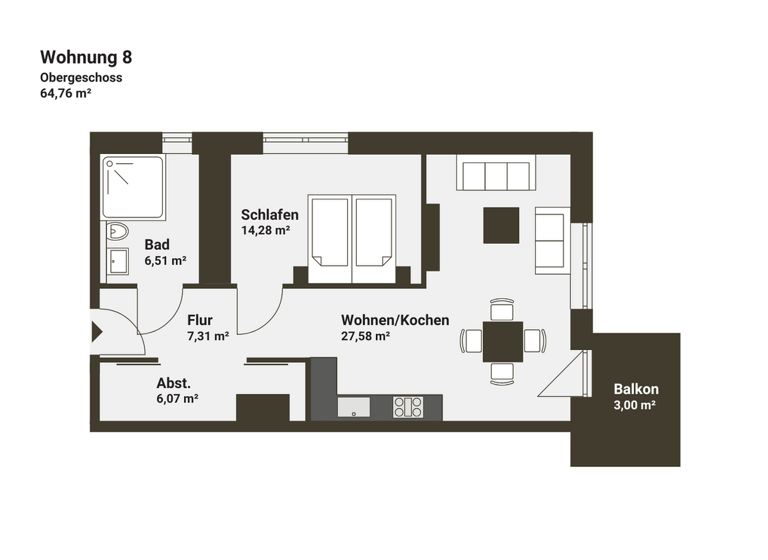Wohnung zum Kauf - Erstbezug provisionsfrei 245.600 € 2 Zimmer 64,8 m² 2 Geschosse frei ab 01.12.2026 Süderlück 25 Steinbergkirche 24972