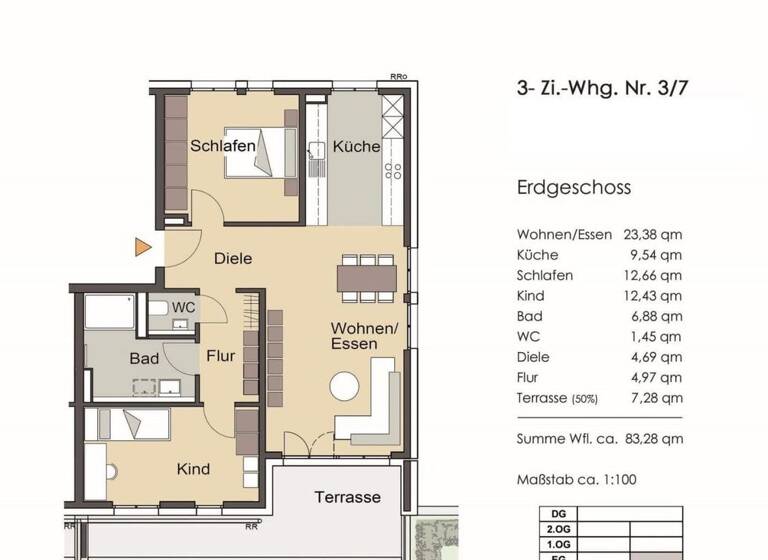 Wohnung zum Kauf provisionsfrei 549.000 € 3 Zimmer 83,3 m² Scharnhausen Ostfildern 73760