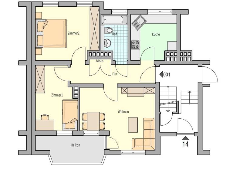 Wohnung zur Miete 457 € 3 Zimmer 65,2 m² 1. Geschoss frei ab 01.06.2026 Langenbergstr. 14 Innenstadt Herford 32049