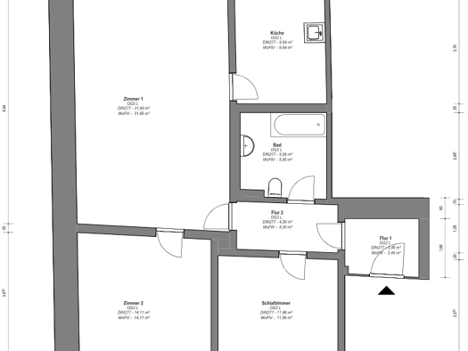 WG-Zimmer zur Miete 553 € 3 Zimmer 78,9 m² Geschoss 2/3 frei ab sofort Markt 17 Sangerhausen 06526