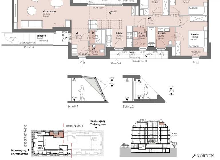 Wohnung zum Kauf - Erstbezug 1.219.800 € 4 Zimmer 116,7 m² 8. Geschoss frei ab 30.06.2028 Engerthstraße 111 Wien 1200