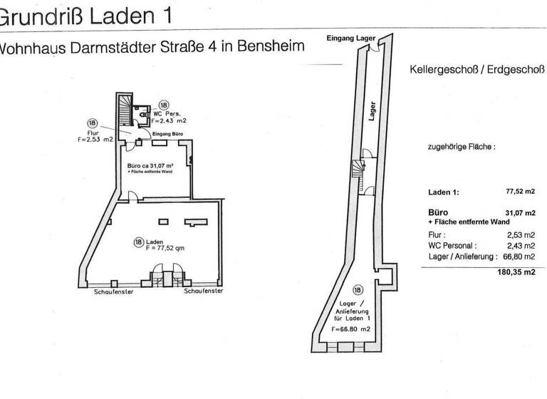 Laden zum Kauf provisionsfrei 113,6 m² Verkaufsfläche Darmstädter Straße 4 Bensheim 64625