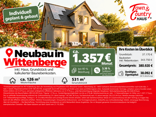 Haus zum Kauf 295.920 € 4 Zimmer 126 m² 531 m² Grundstück Wittenberge Wittenberge 19322
