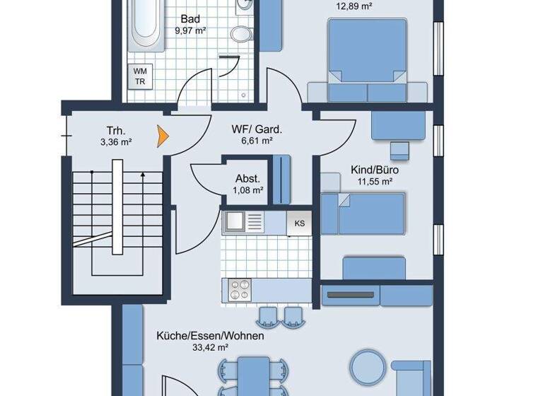 Wohnung zur Miete - Erstbezug 1.000 € 3 Zimmer 80,4 m² 1. Geschoss frei ab sofort Betriebsstraße 4 Natternberg Deggendorf 94469