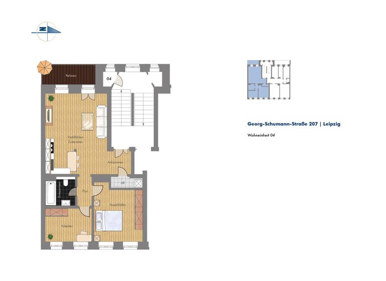 Wohnung zur Miete 787 € 3 Zimmer 62,9 m²<br/>Wohnfläche 1.<br/>Geschoss 01.07.2025<br/>Verfügbarkeit Georg-Schumann-Straße 207 Möckern Leipzig 04159