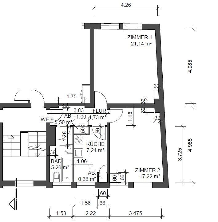 Wohnung zum Kauf 179.000 € 2 Zimmer 56,4 m²<br/>Wohnfläche 3.<br/>Geschoss Innenstadt Lübeck / Innenstadt 23552