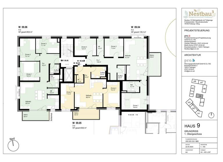 Wohnung zum Kauf - Neubau provisionsfrei 609.940 € 4 Zimmer 105,2 m²<br/>Wohnfläche 1.<br/>Geschoss ab sofort<br/>Verfügbarkeit Freiladestraße 12 Brühl Freiburg im Breisgau 79106
