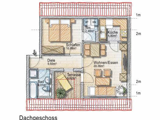 Wohnung zur Miete 660 € 2 Zimmer 52 m² 2. Geschoss Kissing 86438