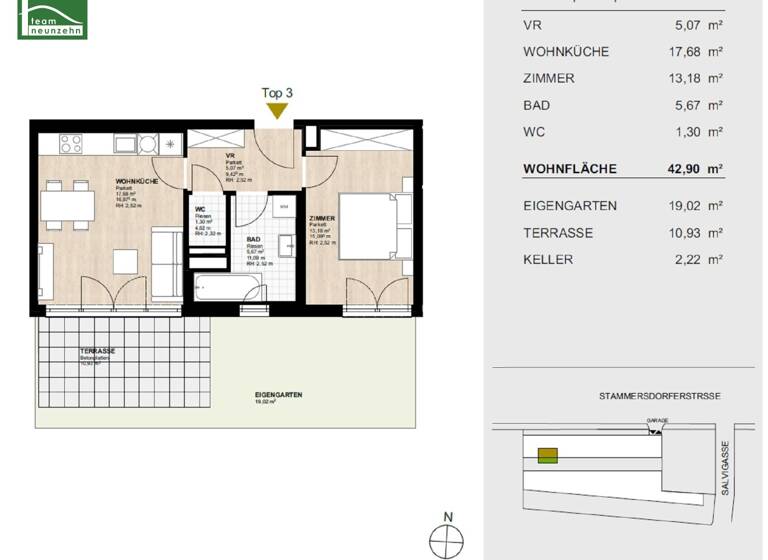 Wohnung zur Miete 683 € 2 Zimmer 42,9 m² EG frei ab 01.07.2026 Stammersdorfer Straße 236 Wien 1210