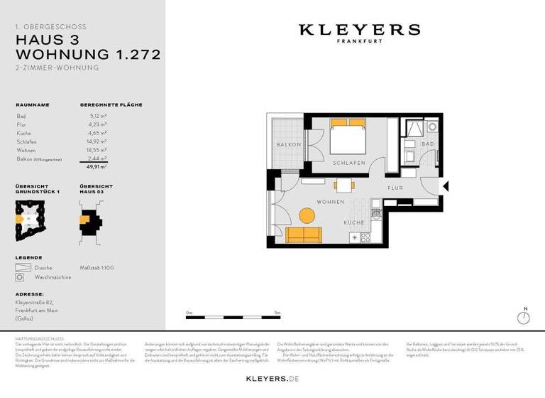 Wohnung zum Kauf - Erstbezug 399.900 € 2 Zimmer 49,9 m² Gallus Frankfurt am Main 60326