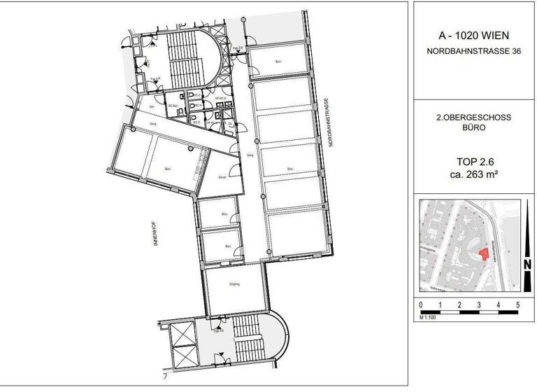 Büro zur Miete 13 € 5 Zimmer Nordbahnstraße Wien 1020