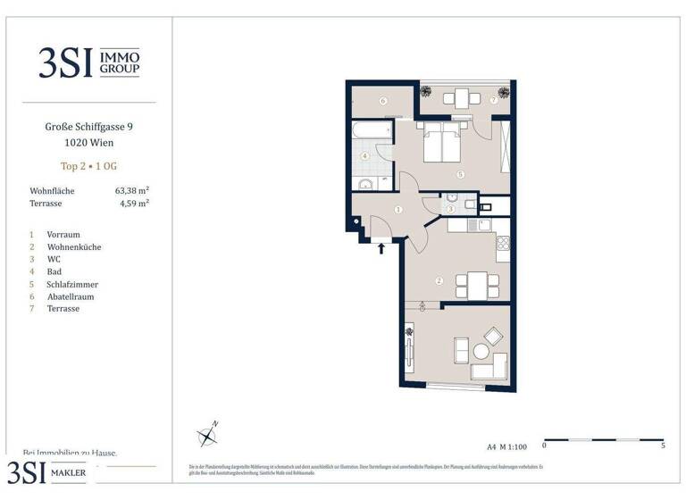 Wohnung zum Kauf - Erstbezug 499.000 € 2 Zimmer 60,4 m² 1. Geschoss Große Schiffgasse 9 Wien 1020