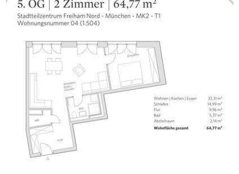 Wohnung zur Miete 1.503 € 2 Zimmer 64,8 m² 5. Geschoss Amalie-Nacken-Str. 7 Aubing-Lochhausen-Langwied München 81248