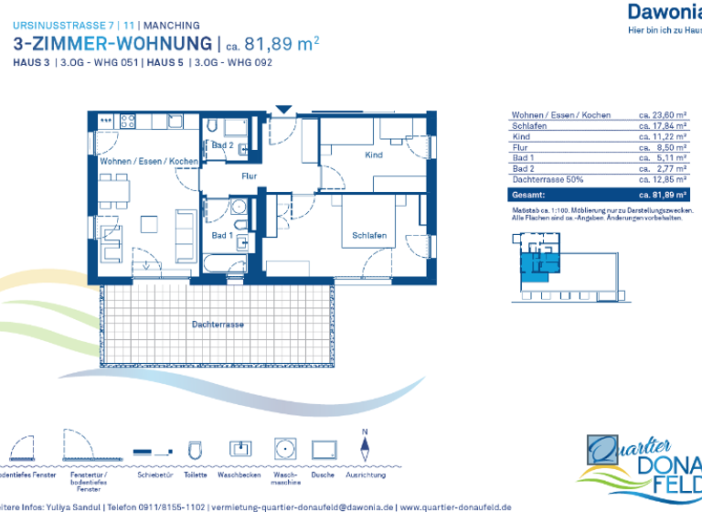 Wohnung zur Miete 1.085 € 3 Zimmer 81,9 m² 3. Geschoss Ursinusstr. 7 Manching 85077
