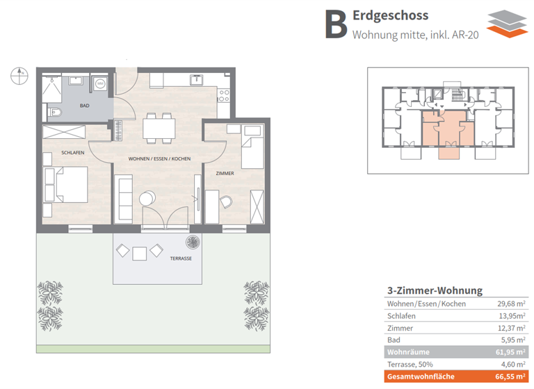 Wohnung zum Kauf - Erstbezug provisionsfrei 414.500 € 3 Zimmer 66,6 m² EG frei ab sofort Finkenstraße Altdorf , Kr Böblingen 71155