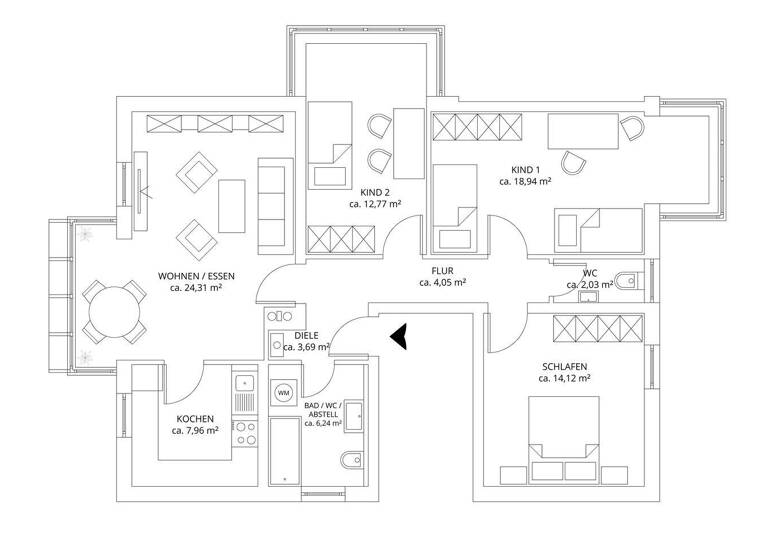 Wohnung zum Kauf 4 Zimmer 91 m² frei ab 01.03.2026 Ittling Straubing 94315