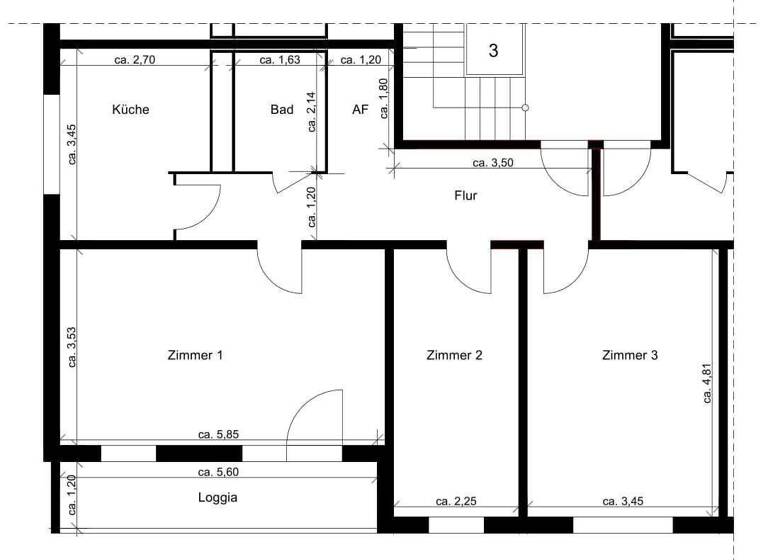 Wohnung zur Miete 540 € 3 Zimmer 77,2 m² 5. Geschoss Poznaner Straße 23 Sachsendorf Cottbus 03048