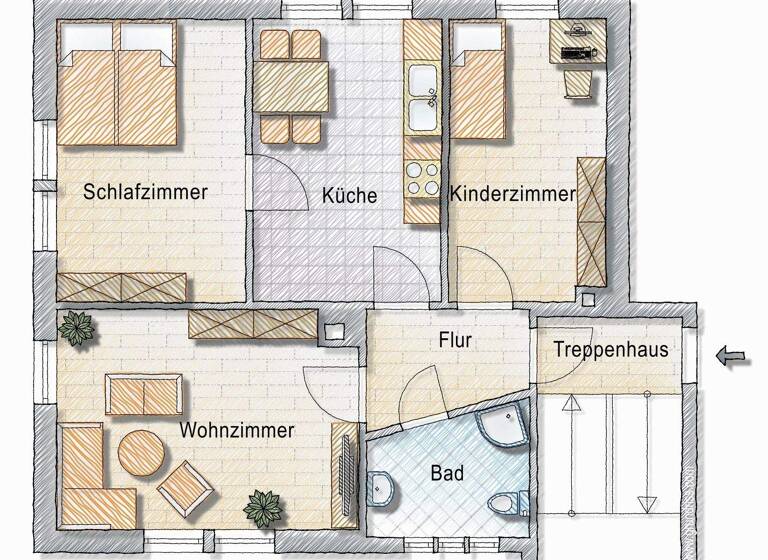 Wohnung zur Miete 300 € 3 Zimmer 50 m² 3. Geschoss frei ab sofort Sachsenstraße 19 Flöha 09557