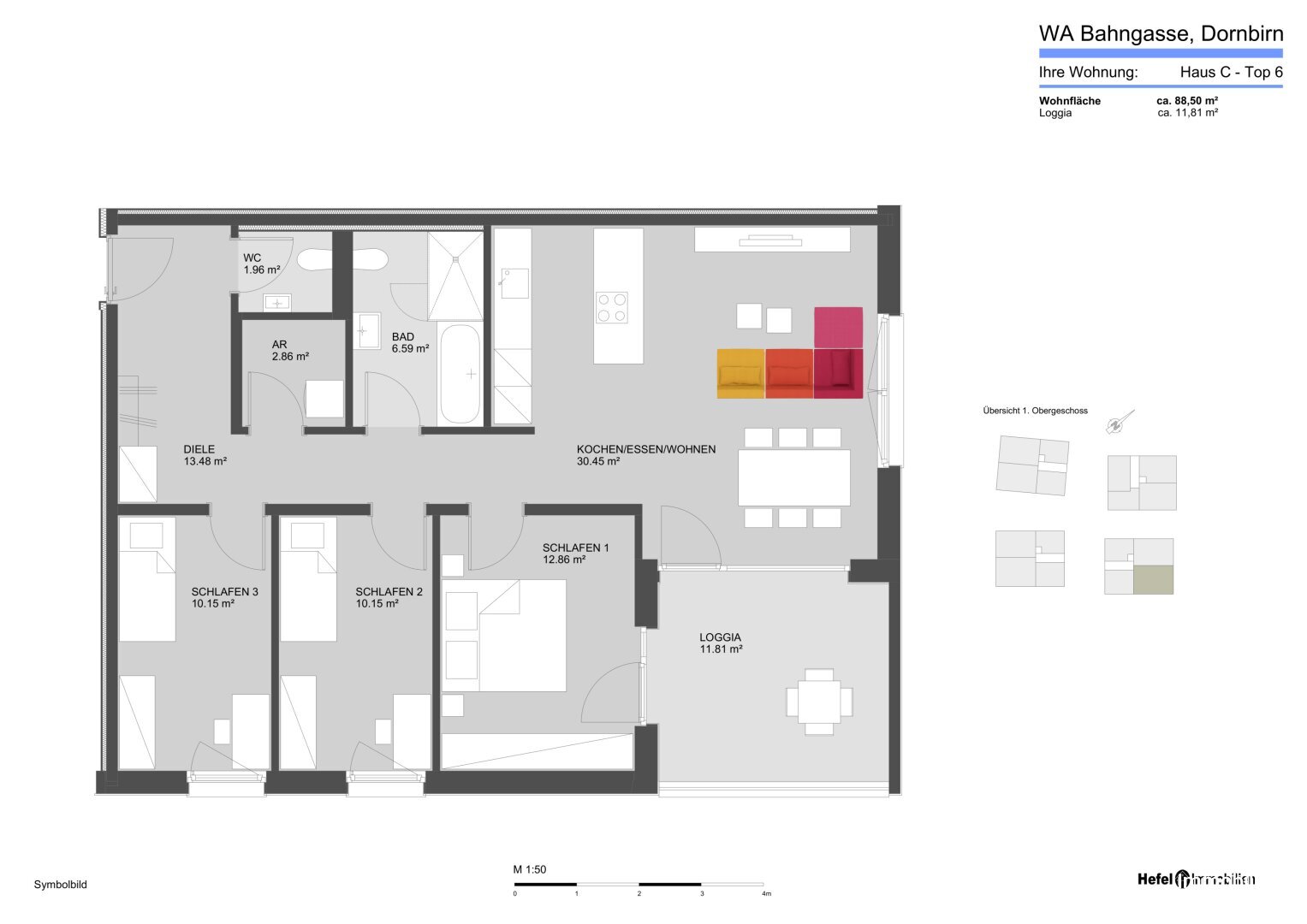 Wohnung zum Kauf 636.500 € 4 Zimmer 88,5 m²<br/>Wohnfläche 1.<br/>Geschoss Bahngasse 29-31 Dornbirn 6850