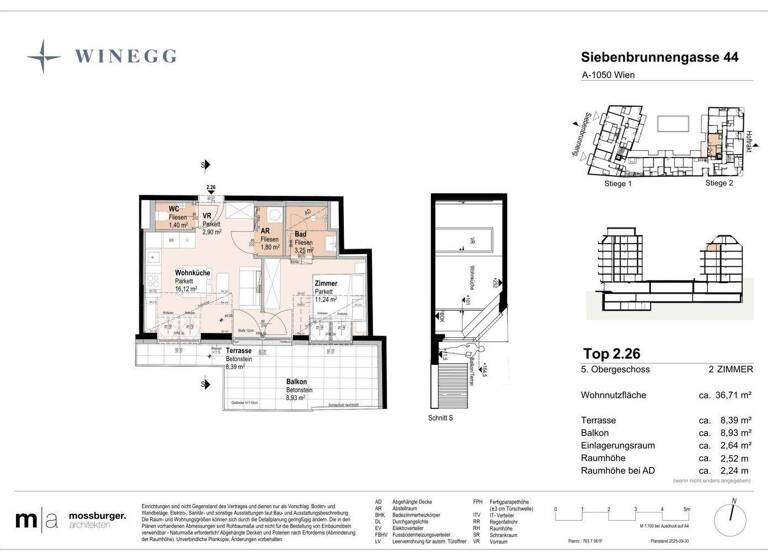 Wohnung zum Kauf - Erstbezug 378.700 € 2 Zimmer 36,7 m² 6. Geschoss Siebenbrunnengasse 44 Wien 1050