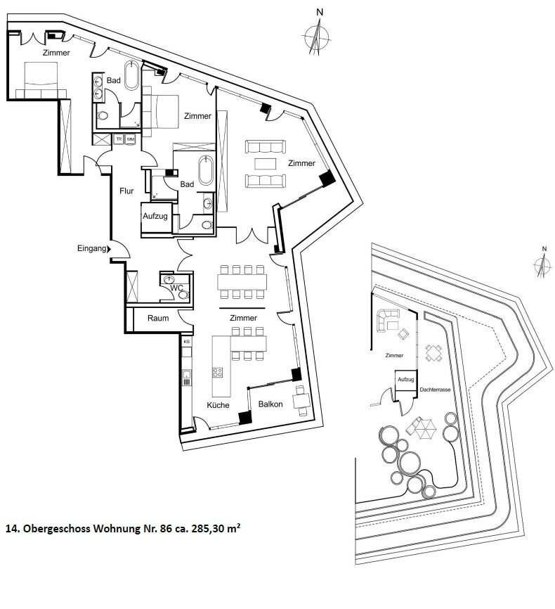 Penthouse zur Miete 13.980 € 5 Zimmer 285 m²<br/>Wohnfläche 01.03.2025<br/>Verfügbarkeit HafenCity Hamburg 20457