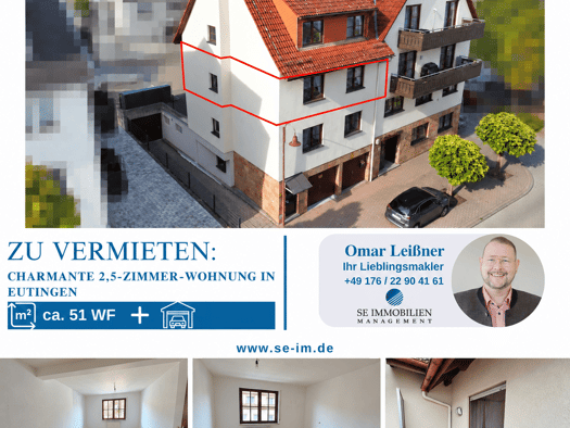 Wohnung zur Miete 550 € 2,5 Zimmer 51 m² 2. Geschoss frei ab 01.11.2026 Eutingen Pforzheim 75181