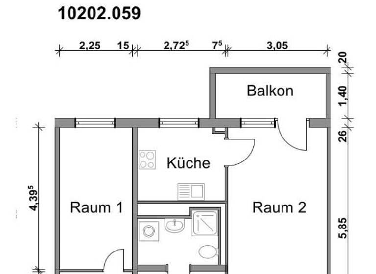 Wohnung zur Miete 429 € 2 Zimmer 47 m² 1. Geschoss Ulmer Straße 26 Schönau Leipzig 04209
