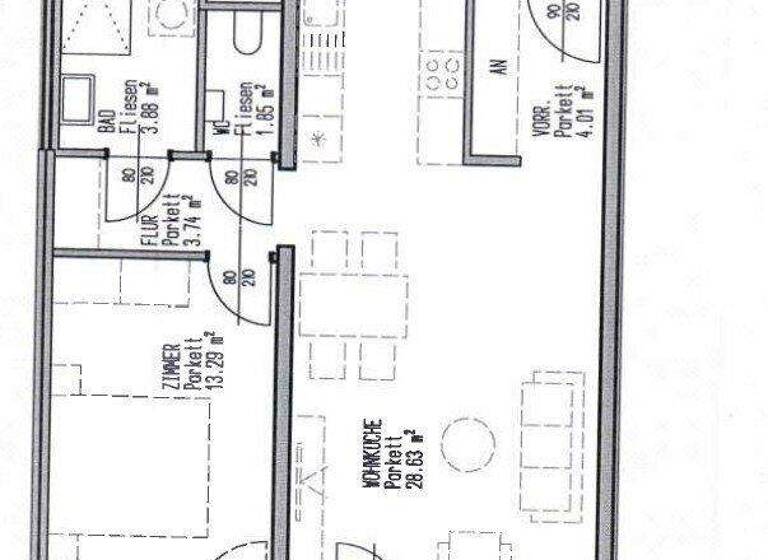 Wohnung zur Miete 760 € 2 Zimmer 3. Geschoss Wien 1100