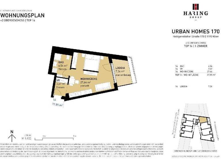 Studio zum Kauf - Erstbezug 289.500 € 1 Zimmer 37,9 m² Wien 1190