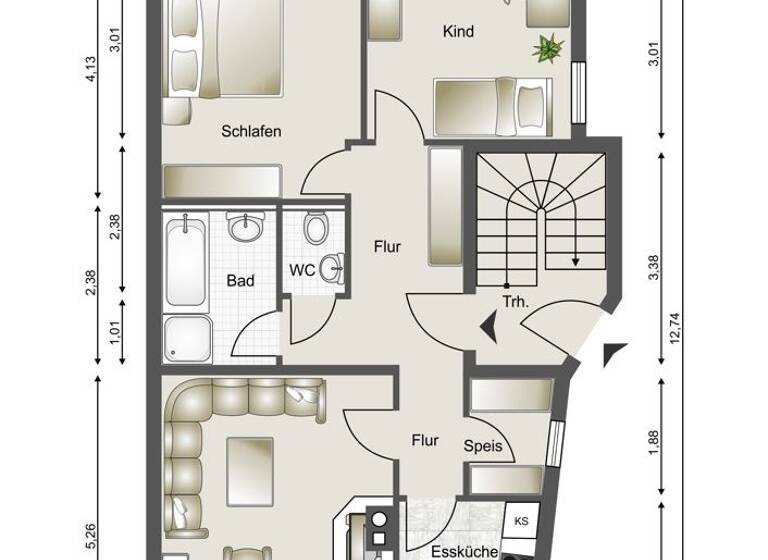 Wohnung zum Kauf 218.000 € 3 Zimmer 75 m² Gaildorf 74405