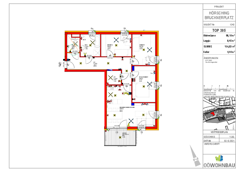 Wohnung zum Kauf - Erstbezug 416.291 € 4 Zimmer 96,2 m² 1. Geschoss Brucknerplatz Hörsching 4063