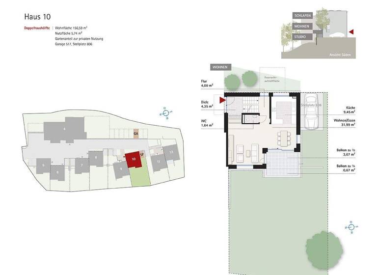 Doppelhaushälfte zum Kauf - Erstbezug provisionsfrei 970.000 € 6 Zimmer 156,6 m² 261 m² Grundstück In der Weißenauer Halde 30 Weingartshof Ravensburg 88214
