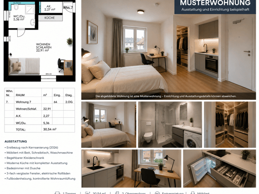 Wohnung zur Miete 750 € 1 Zimmer 30,5 m² Geschoss 2/4 frei ab 01.10.2026 Uhlandstraße 62 Heilbronn Heilbronn 74074