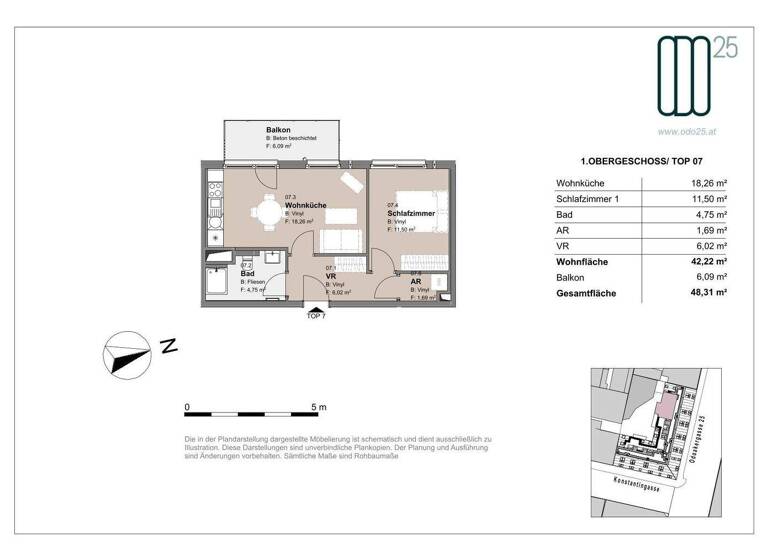Wohnung zur Miete - Erstbezug 775 € 2 Zimmer 42,2 m² 1. Geschoss frei ab 01.07.2026 Odoakergasse 25 Wien 1160
