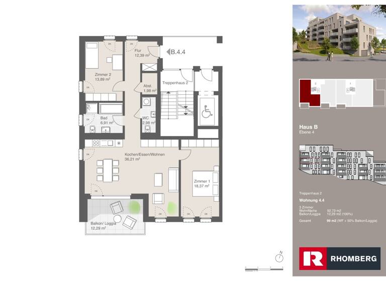 Wohnung zum Kauf - Erstbezug 685.000 € 3 Zimmer 98,9 m² Ostrachweg 10 Halde Kempten (Allgäu) 87439
