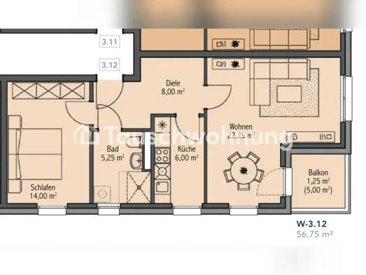 Wohnung zur Miete Tauschwohnung 850 € 2 Zimmer 56 m² 3. Geschoss Kirchsteigfeld Potsdam 14480