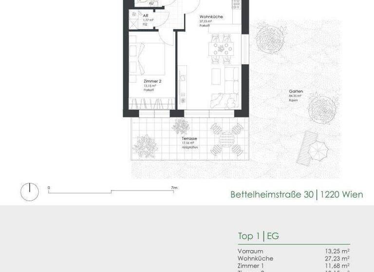 Wohnung zum Kauf 399.999 € 3 Zimmer 72,8 m² EG Wien 1220