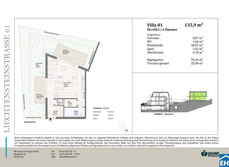 Wohnung zum Kauf - Erstbezug 939.000 € 4 Zimmer 135,9 m² EG Liechtensteinstraße Brunn am Gebirge 2345