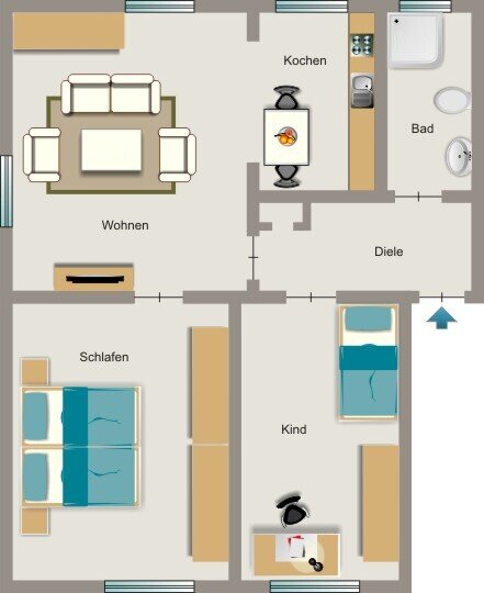 Wohnung zur Miete 457 € 3,5 Zimmer 51,7 m²<br/>Wohnfläche 1.<br/>Geschoss 16.02.2025<br/>Verfügbarkeit An der Vogelscher 3 Alstedde Lünen 44534