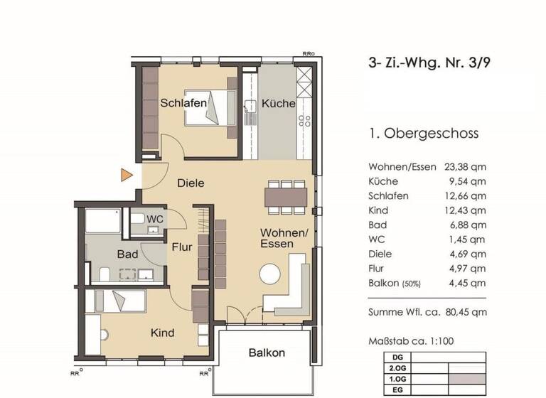 Wohnung zum Kauf provisionsfrei 538.000 € 3 Zimmer 80,5 m² Scharnhausen Ostfildern 73760