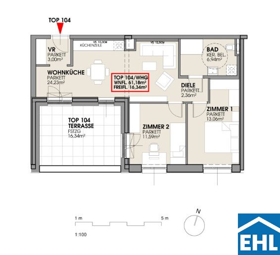 Wohnung zur Miete 931 € 3 Zimmer 61,2 m²<br/>Wohnfläche 1.<br/>Geschoss Marienring Haslau-Maria Ellend 2402