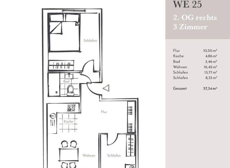 Wohnung zur Miete 340 € 3 Zimmer 57,3 m² 2. Geschoss Dequeder Straße 24 Neue Neustadt Magdeburg 39124