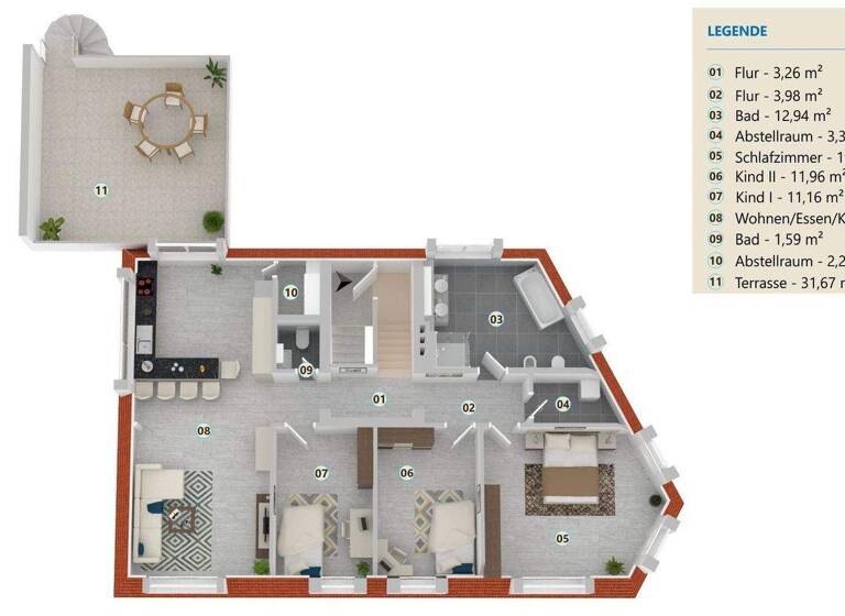 Penthouse zur Miete 1.350 € 4 Zimmer 126 m² 4. Geschoss frei ab 01.08.2026 Crossen 07613